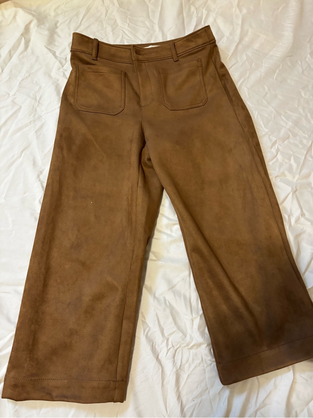 LOFT Curvy Suede Pants in Chestnut Brown